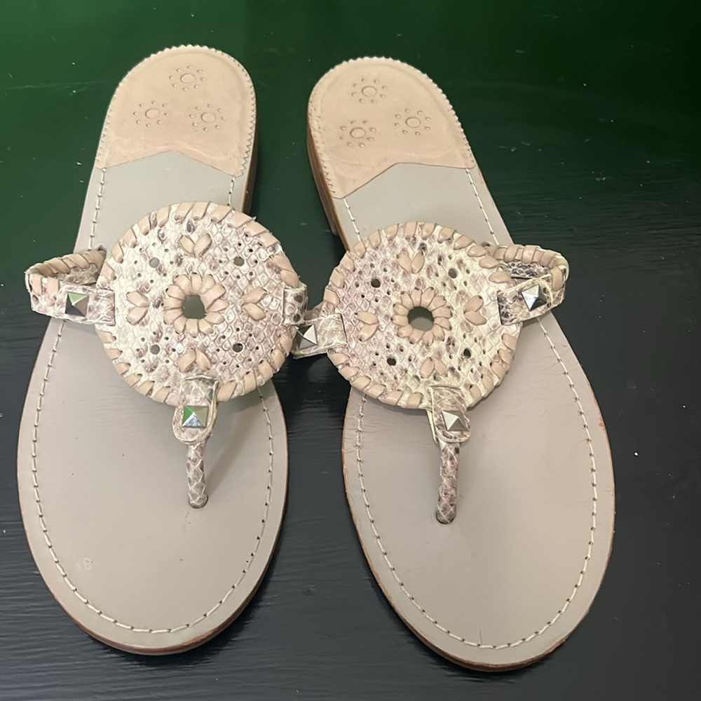 Jack Rogers Georgica Silver Jelly Sandals Flip Flops Women's Size10